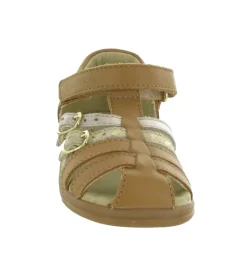 sandales et nu pieds - - bebe fille - Cuir - Camel - Shoo pom