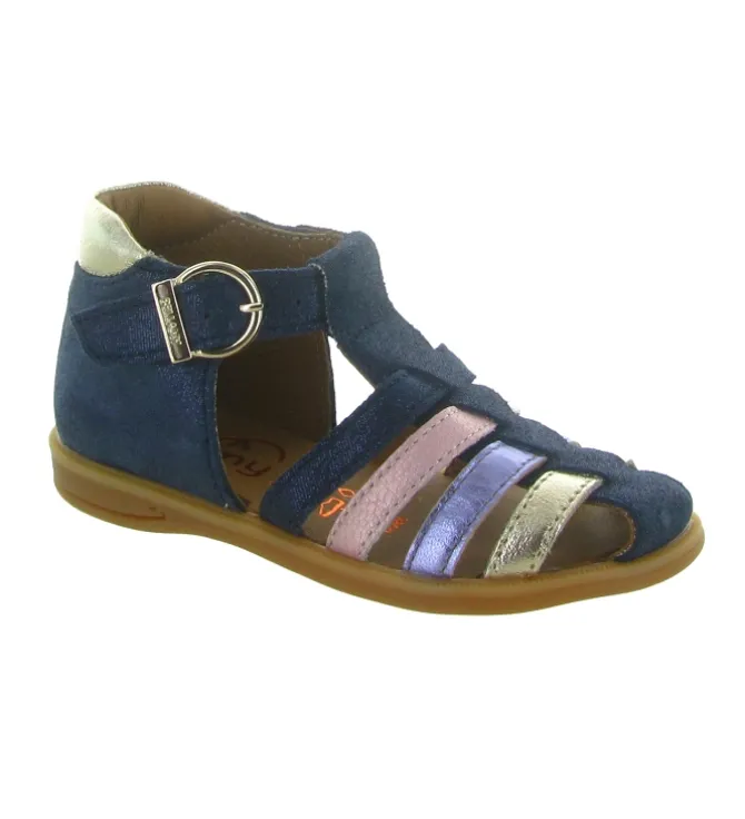 sandales et nu pieds - - bebe fille - Cuir laminé - Bleu Marine - Bellamy