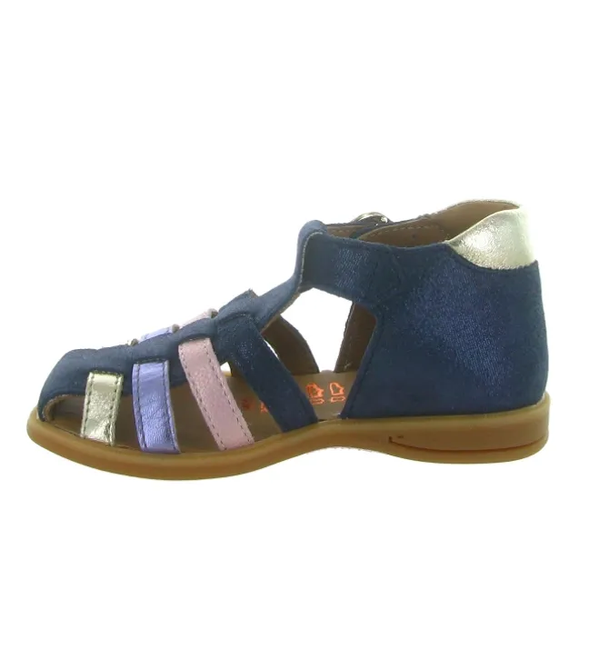 sandales et nu pieds - - bebe fille - Cuir laminé - Bleu Marine - Bellamy
