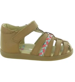 sandales et nu pieds - - bebe fille - Nylon - Marron - Shoo pom