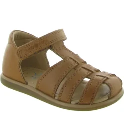 sandales et nu pieds - - bebe garcon - Cuir - Marron - Shoo pom