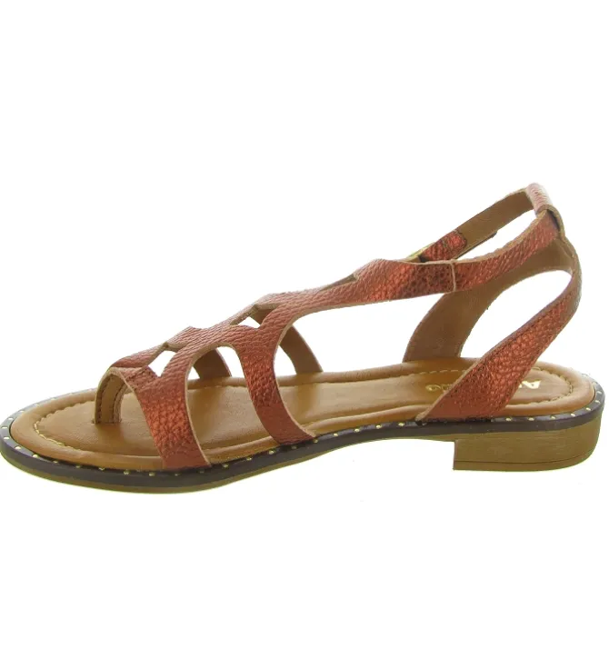 sandales et nu pieds - Casual - femme - Cuir - Orange - Donna lucca