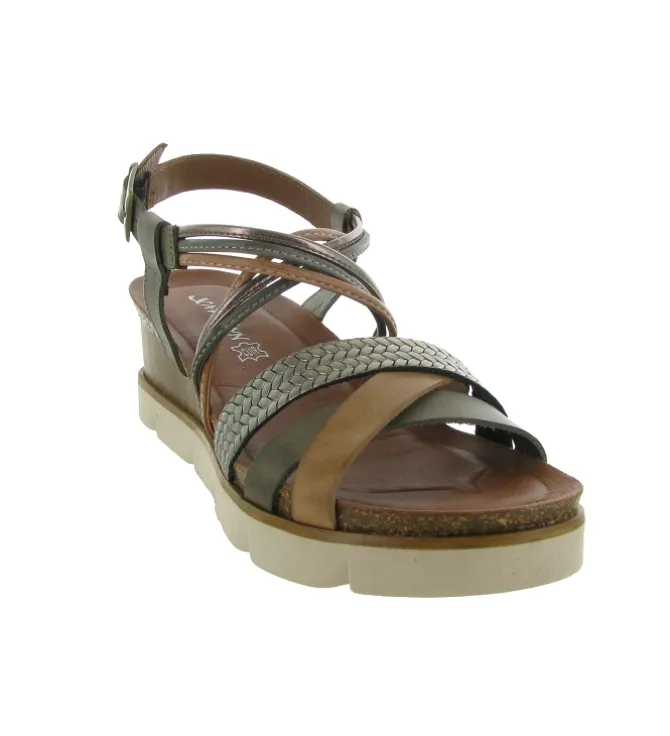 sandales et nu pieds - Casual - femme - Cuir - Kaki - Xapatan