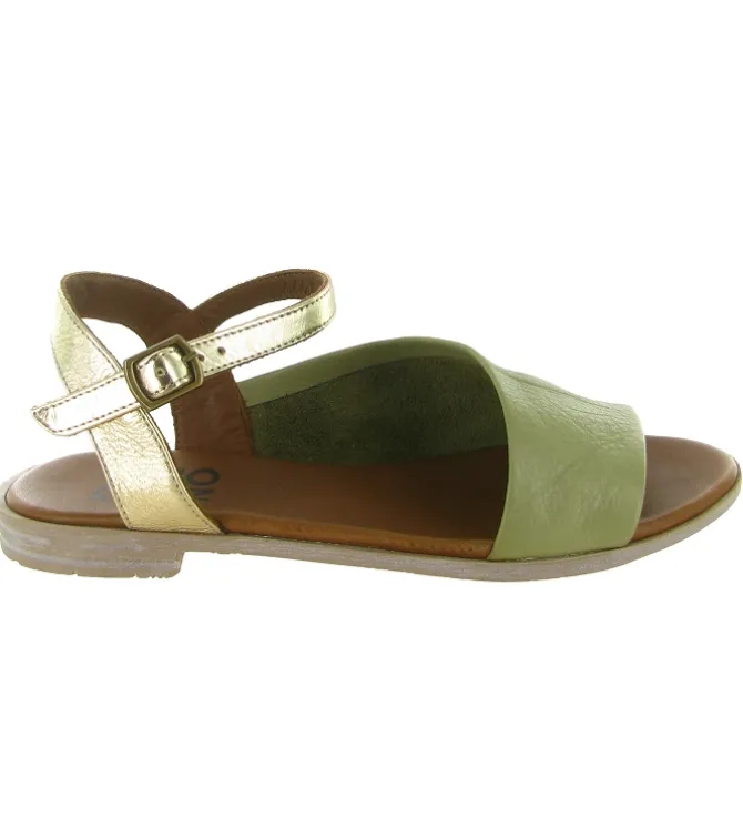 sandales et nu pieds - Casual - femme - Cuir laminé - Kaki - Bueno