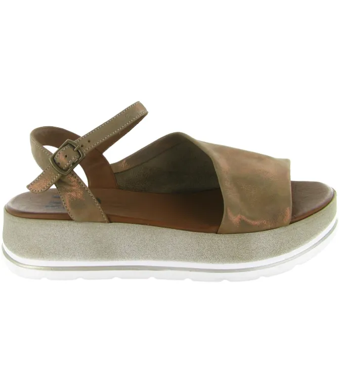 sandales et nu pieds - Casual - femme - Cuir laminé - Taupe - Bueno