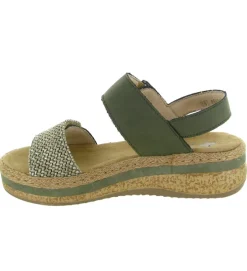 sandales et nu pieds - Confort - femme - Cuir - Kaki - Rieker