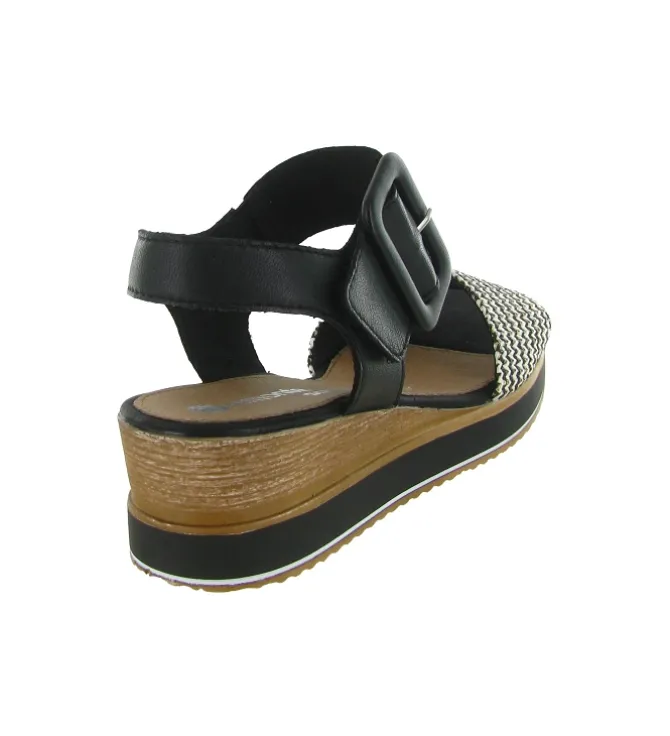 sandales et nu pieds - Confort - femme - Cuir - Noir - Remonte