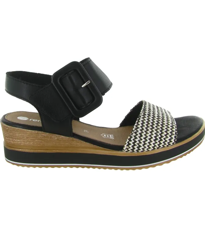 sandales et nu pieds - Confort - femme - Cuir - Noir - Remonte
