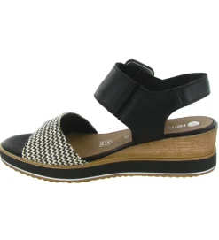 sandales et nu pieds - Confort - femme - Cuir - Noir - Remonte