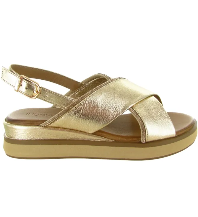 sandales et nu pieds - Confort - femme - Cuir - Or - Inuovo