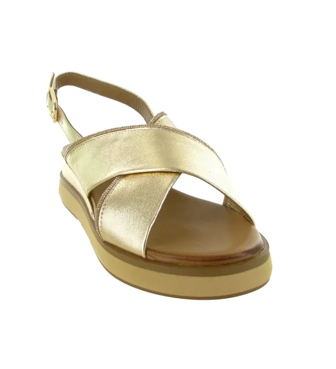 sandales et nu pieds - Confort - femme - Cuir - Or - Inuovo