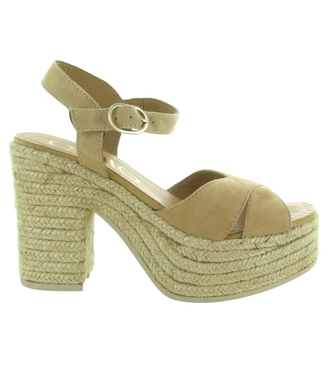 sandales et nu pieds - Confort - femme - Toile - Camel - Gaimo