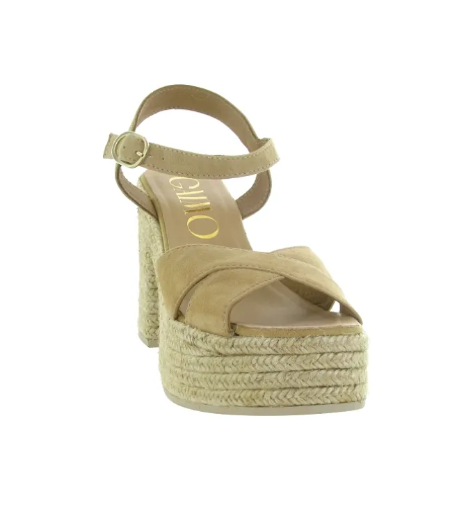 sandales et nu pieds - Confort - femme - Toile - Camel - Gaimo