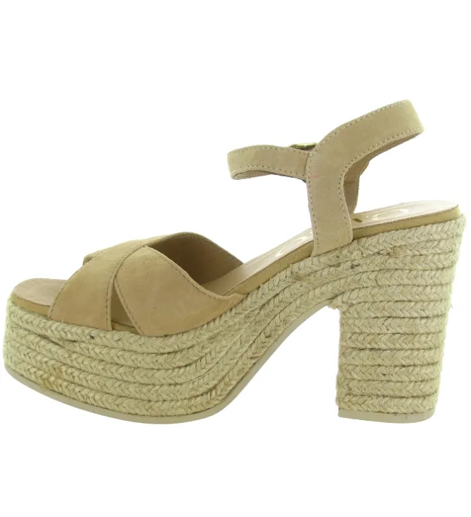 sandales et nu pieds - Confort - femme - Toile - Camel - Gaimo