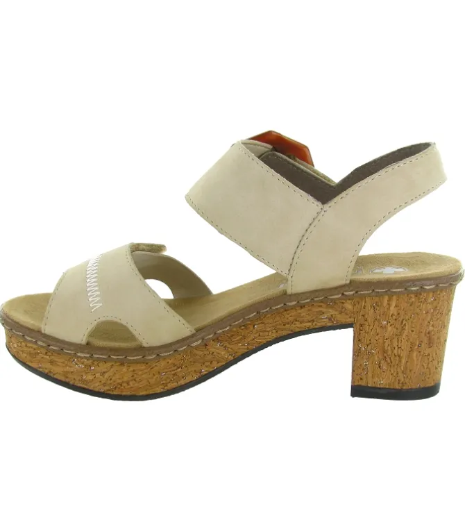 sandales et nu pieds - Confort - femme - Synthétique - Beige - Rieker