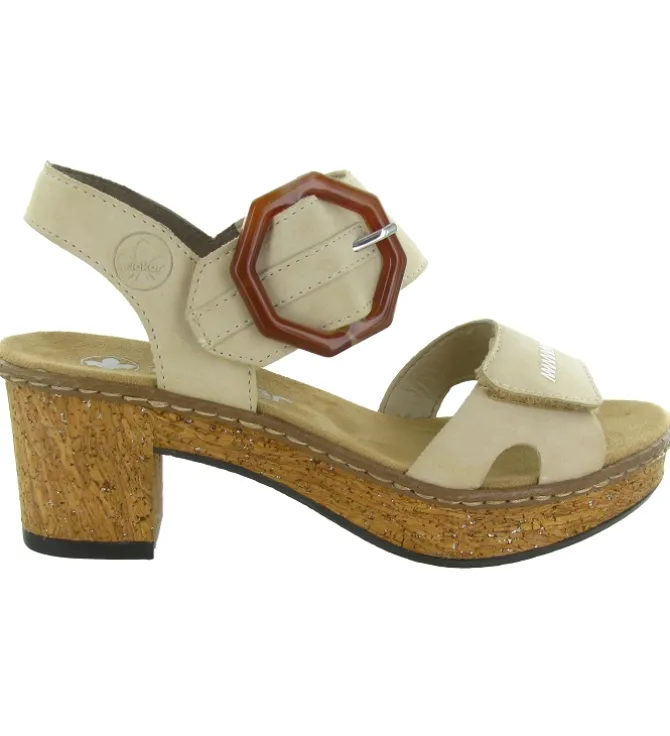 sandales et nu pieds - Confort - femme - Synthétique - Beige - Rieker