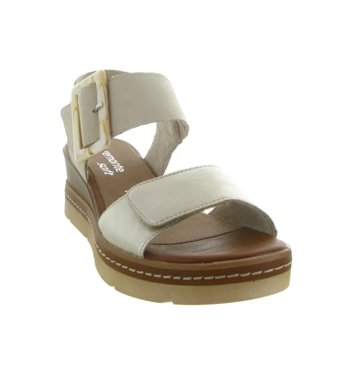 sandales et nu pieds - Confort - femme - Cuir - Beige - Remonte