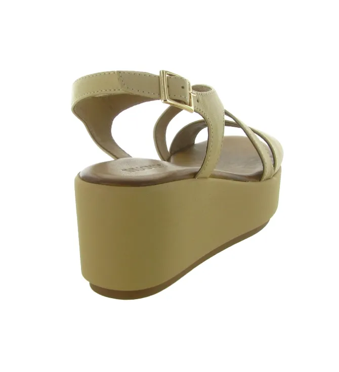 sandales et nu pieds - Confort - femme - Cuir - Beige - Inuovo