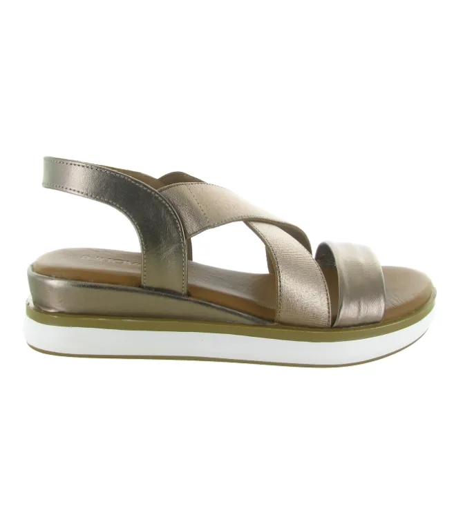 sandales et nu pieds - Confort - femme - Cuir laminé - Bronze - Inuovo