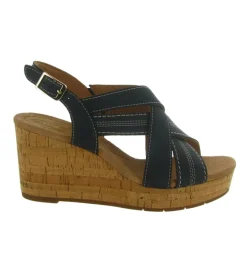 sandales et nu pieds - Confort - femme - Cuir - Bleu - Clarks