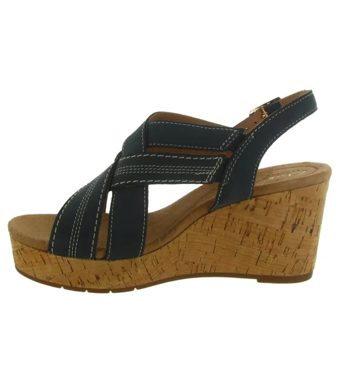 sandales et nu pieds - Confort - femme - Cuir - Bleu - Clarks