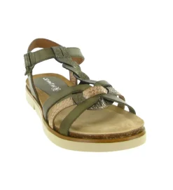 sandales et nu pieds - Confort - femme - Cuir - Kaki - Xapatan