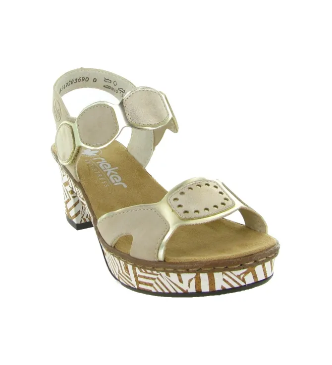 sandales et nu pieds - Confort - femme - Synthétique - Beige - Rieker
