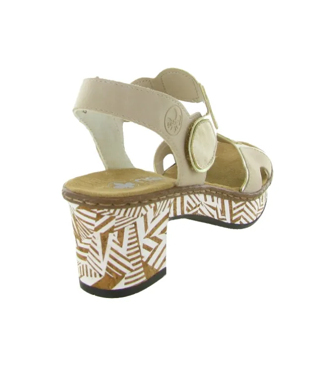 sandales et nu pieds - Confort - femme - Synthétique - Beige - Rieker