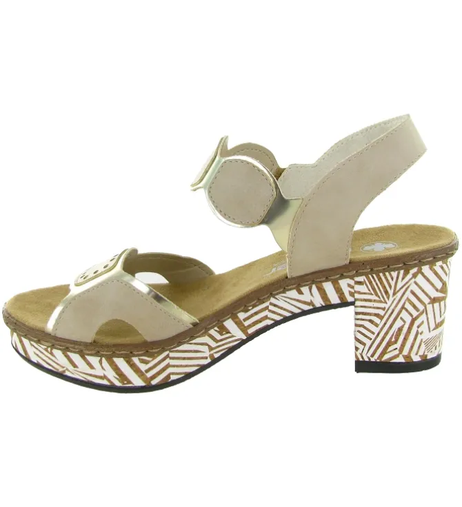 sandales et nu pieds - Confort - femme - Synthétique - Beige - Rieker