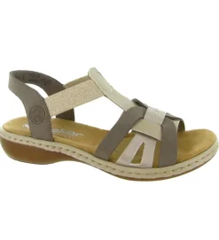 sandales et nu pieds - Confort - femme - Synthétique - Beige - Rieker