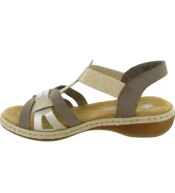 sandales et nu pieds - Confort - femme - Synthétique - Beige - Rieker