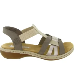 sandales et nu pieds - Confort - femme - Synthétique - Beige - Rieker