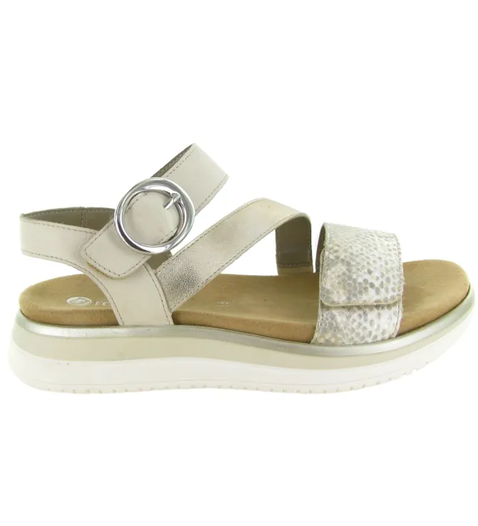 sandales et nu pieds - Confort - femme - Cuir - Crème - Remonte