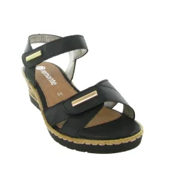 sandales et nu pieds - Confort - femme - Cuir - Noir - Remonte
