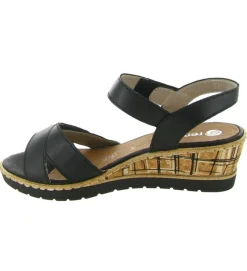 sandales et nu pieds - Confort - femme - Cuir - Noir - Remonte
