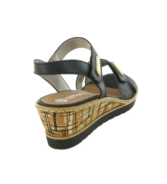 sandales et nu pieds - Confort - femme - Cuir - Noir - Remonte