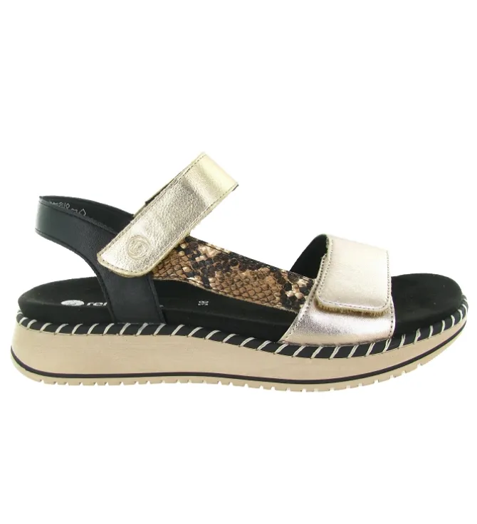 sandales et nu pieds - Confort - femme - Cuir - Or - Remonte