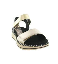 sandales et nu pieds - Confort - femme - Cuir - Or - Remonte