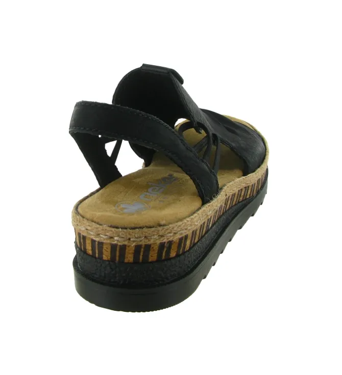 sandales et nu pieds - Confort - femme - Nubuck - Noir - Rieker