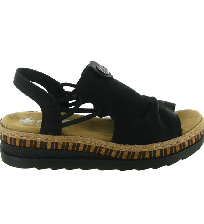 sandales et nu pieds - Confort - femme - Nubuck - Noir - Rieker