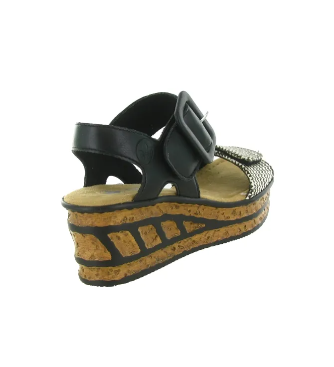 sandales et nu pieds - Confort - femme - Synthétique - Noir - Rieker