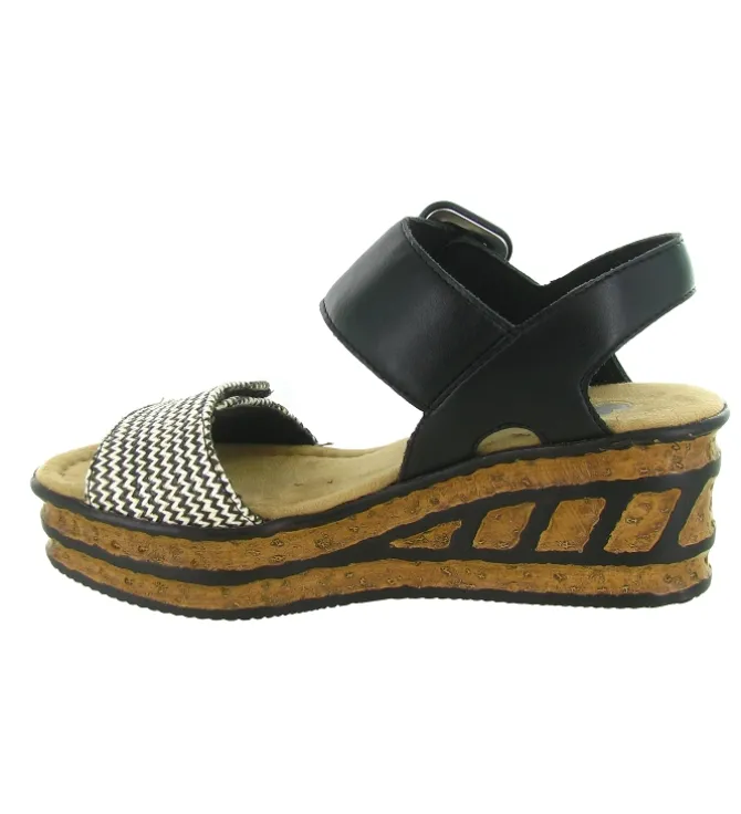 sandales et nu pieds - Confort - femme - Synthétique - Noir - Rieker