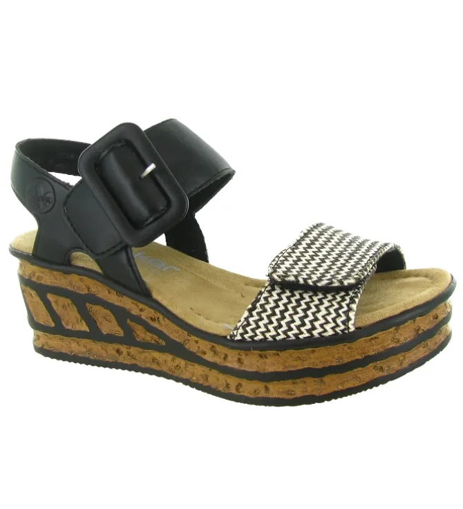 sandales et nu pieds - Confort - femme - Synthétique - Noir - Rieker