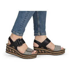 sandales et nu pieds - Confort - femme - Synthétique - Noir - Rieker
