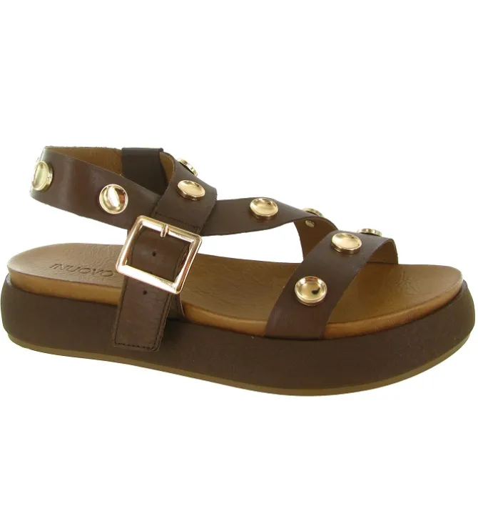sandales et nu pieds - Confort - femme - Cuir - Marron - Inuovo