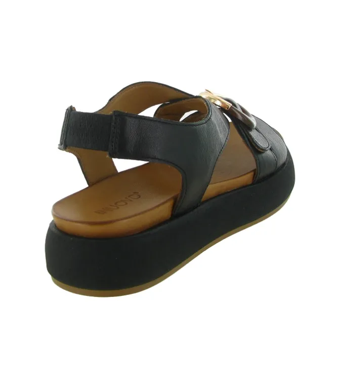 sandales et nu pieds - Confort - femme - Cuir - Noir - Inuovo