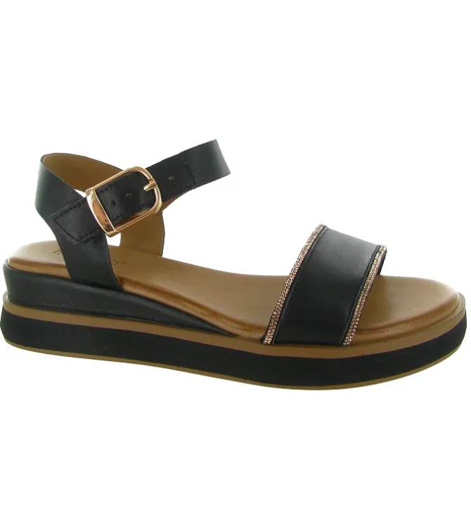 sandales et nu pieds - Confort - femme - Cuir - Noir - Inuovo