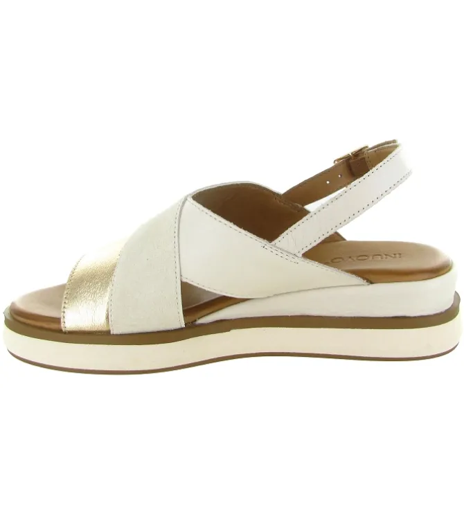 sandales et nu pieds - Confort - femme - Cuir - Crème - Inuovo
