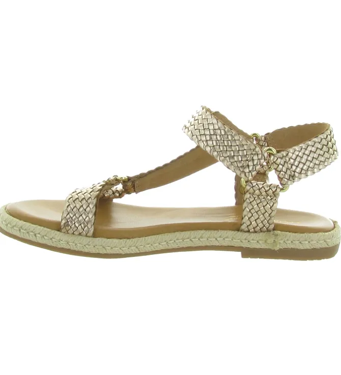 sandales et nu pieds - Corde - femme - Cuir - Or - Les tropeziennes
