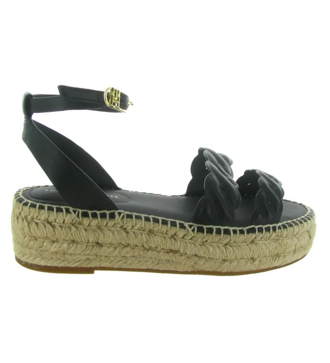 sandales et nu pieds - Corde - femme - Cuir - Noir - Tommy hilfiger